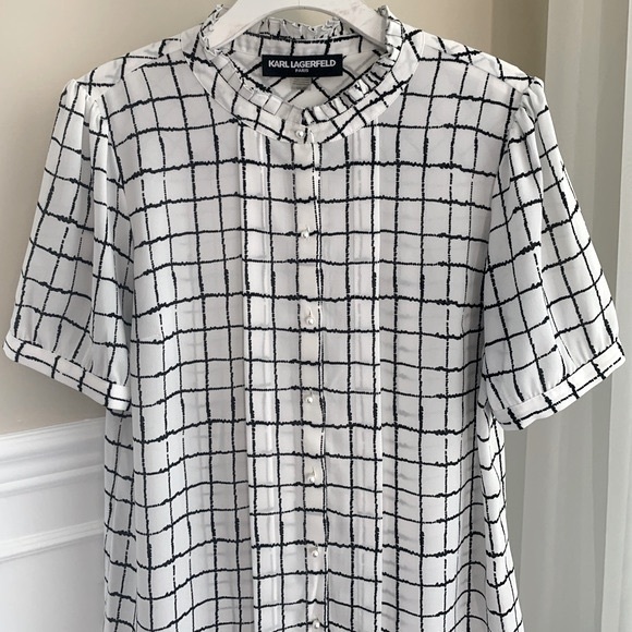 Karl Lagerfeld Paris size L plaid blouse - Picture 4 of 16